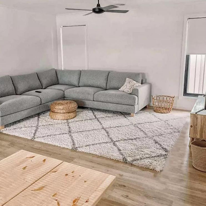 Apricot Short Line Rug Polyester Simple Rug Washable Rug for Living Room