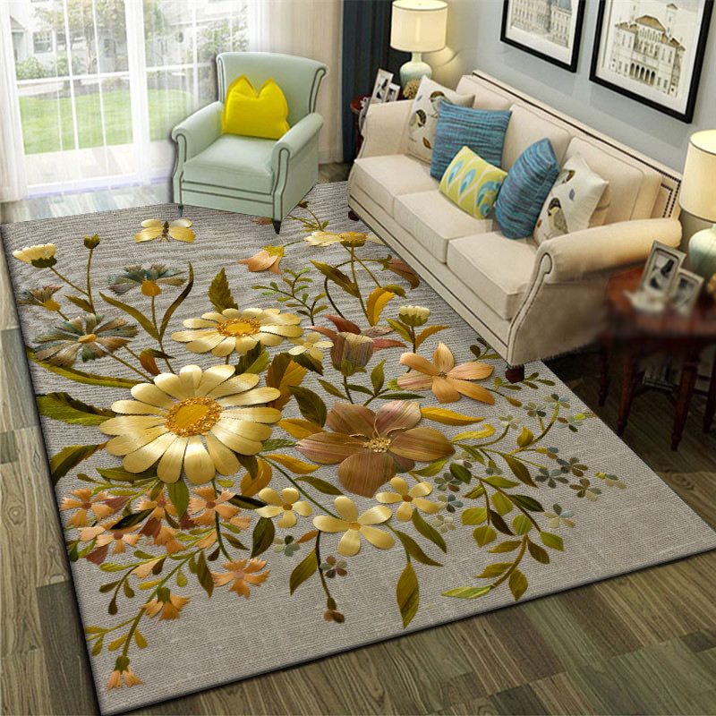 Light Green Dandelion Rug Blended Modern Rug Non-Slip Backing Rug for Living Room
