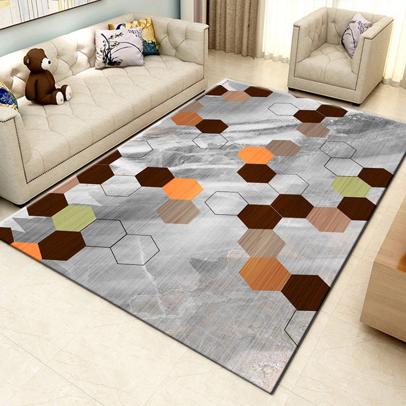 White Waves Rug Polyester Simple Rug Non-Slip Backing Rug for Drawing Room