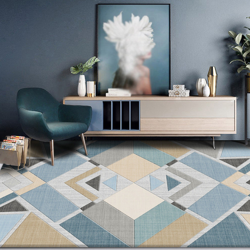 White Waves Rug Polyester Simple Rug Non-Slip Backing Rug for Drawing Room