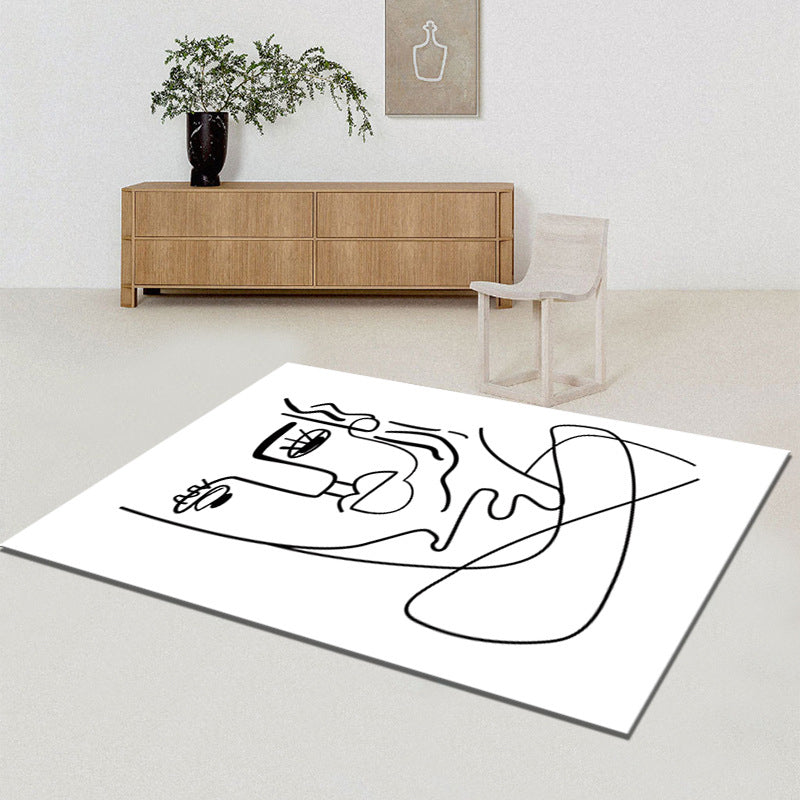 Nordic Style Indoor Polyester Rug Area Rug Anti-Slip Backing Carpet for Bedroom