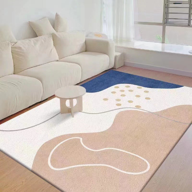 Modern Colorblock Rug Polyester Rug Friendly Washable Non-Slip Area Rug for Living Room
