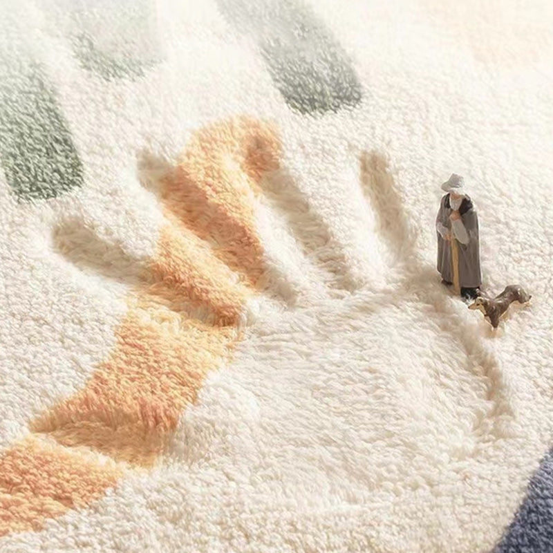 Modern Colorblock Rug Polyester Rug Friendly Washable Non-Slip Area Rug for Living Room