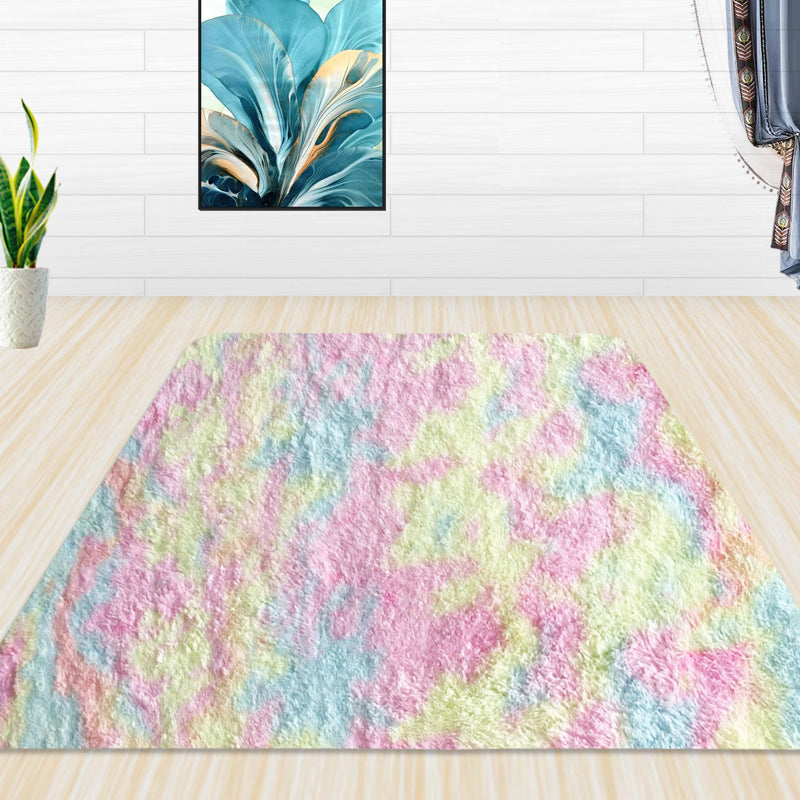 Simple Tie Dye Living Room Rug Polyester Carpet Anti-Slip Washable Area Rug for Decoration