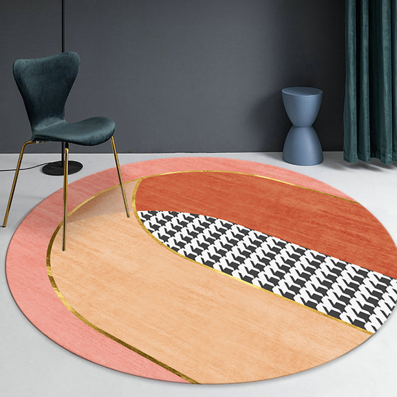 Nordic Style Round Bedroom Rug Indoor Rug Polyster Anti-Slip Backing Washable Rug