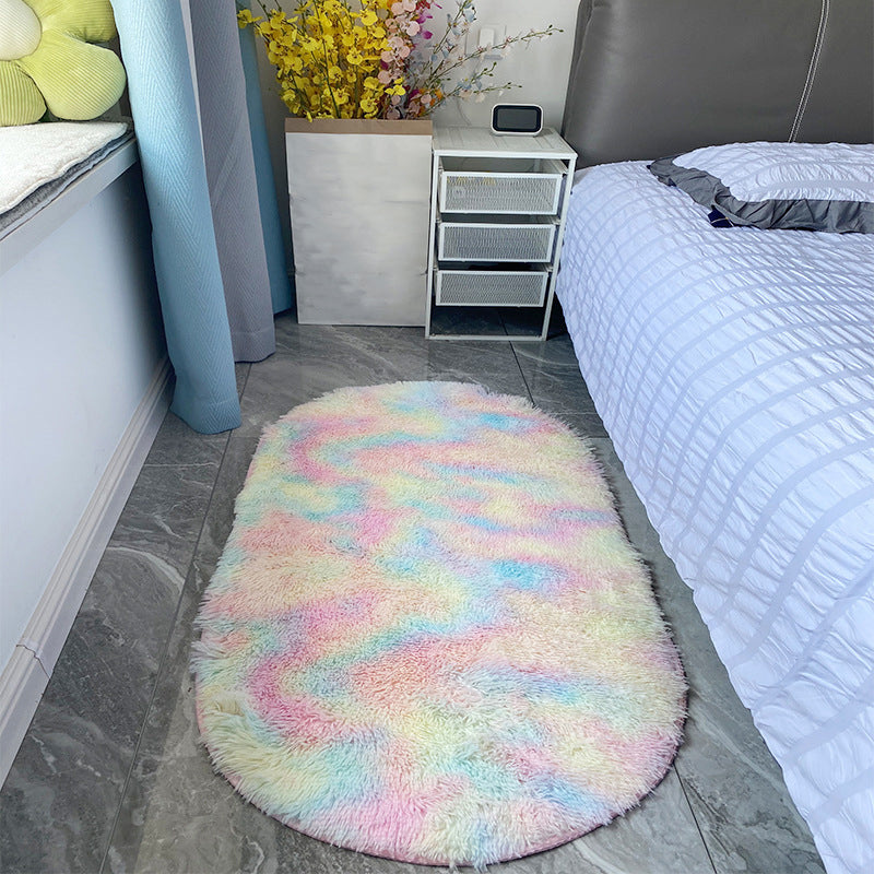 Gray Gradient Ramp Rug Polyester Casual Rug Washable Rug for Living Room