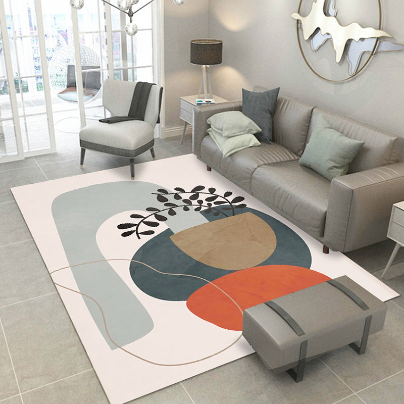 Navy Modern Indoor Rug Polyester Color Block Area Rug Washable Rug for Living Room