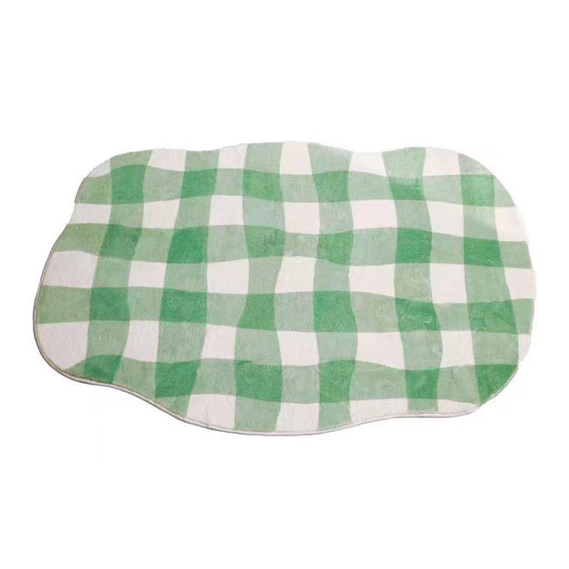 Yellow Check Rug Polyester Simple Rug Stain Resistant Rug for Home Decor