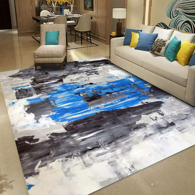 White Modern Rug Polyester Pattern Rug Stain Resistant Rug for Home Decor