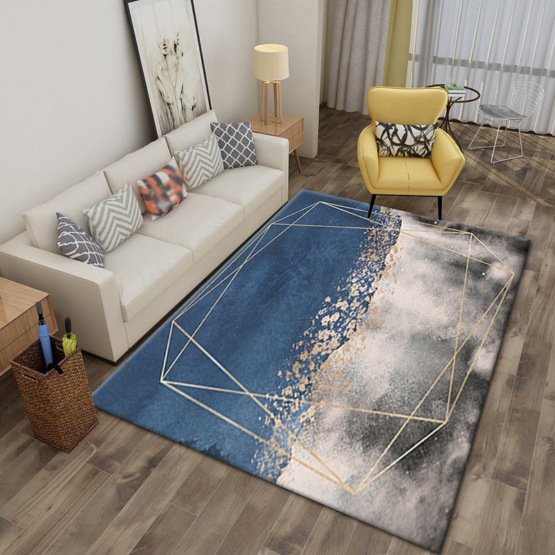 White Simple Rug Polyester Graphic Indoor Rug Stain Resistant Rug for Drawing Room