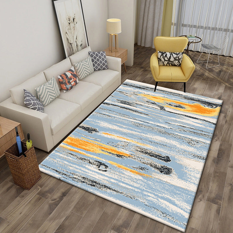 White Simple Rug Polyester Graphic Indoor Rug Stain Resistant Rug for Drawing Room