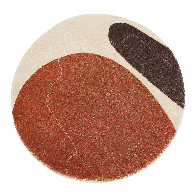 Dark Brown Modern Rug Polyester Color Block Area Rug Stain Resistant Rug for Drawing Room