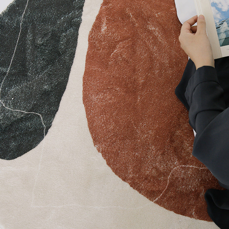 Dark Brown Modern Rug Polyester Color Block Area Rug Stain Resistant Rug for Drawing Room