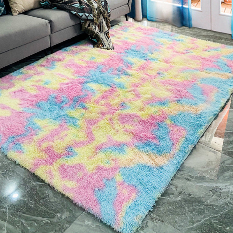 Light Pink Gradual Change Rug Polyester Simple Rug Washable Rug for Drawing Room