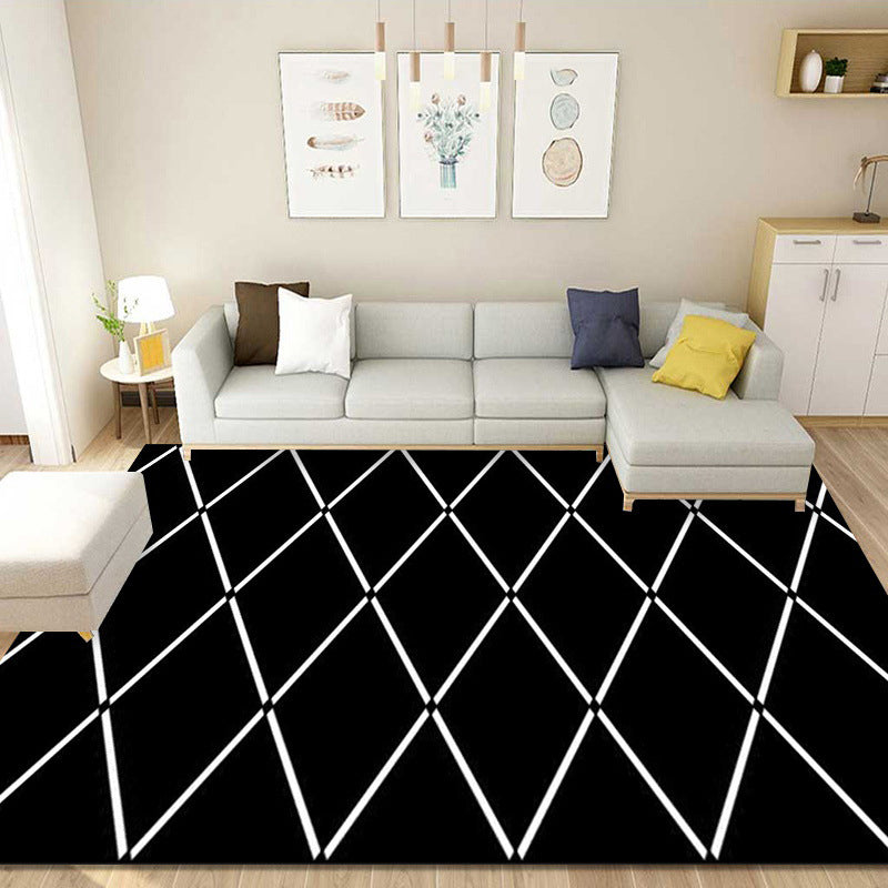 Geometry Pattern Rug Modern Carpet Polyester Anti-Slip Backing Rug for Living Room