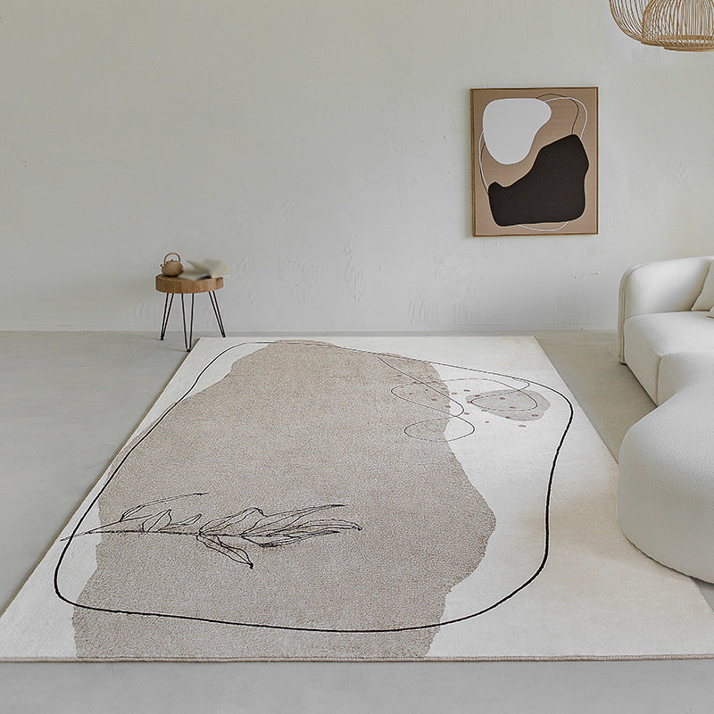 Modern Contrast Panel Rug Washable Polyester Carpet with Non-Slip Backing Indoor Rug