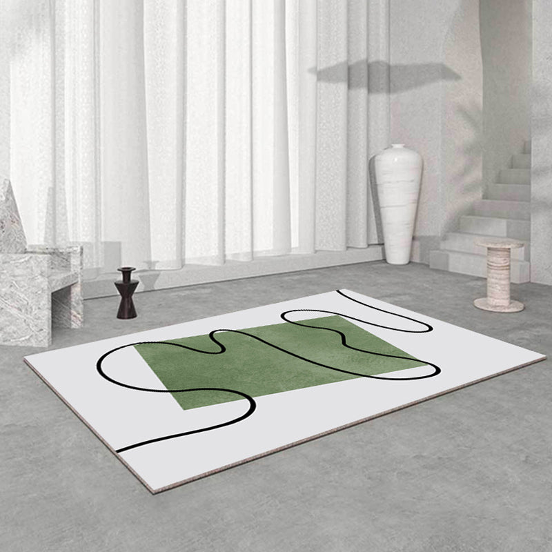 Nordic Color Block Rug Polyester Washable Carpet with Anti-Slip Backing Rug