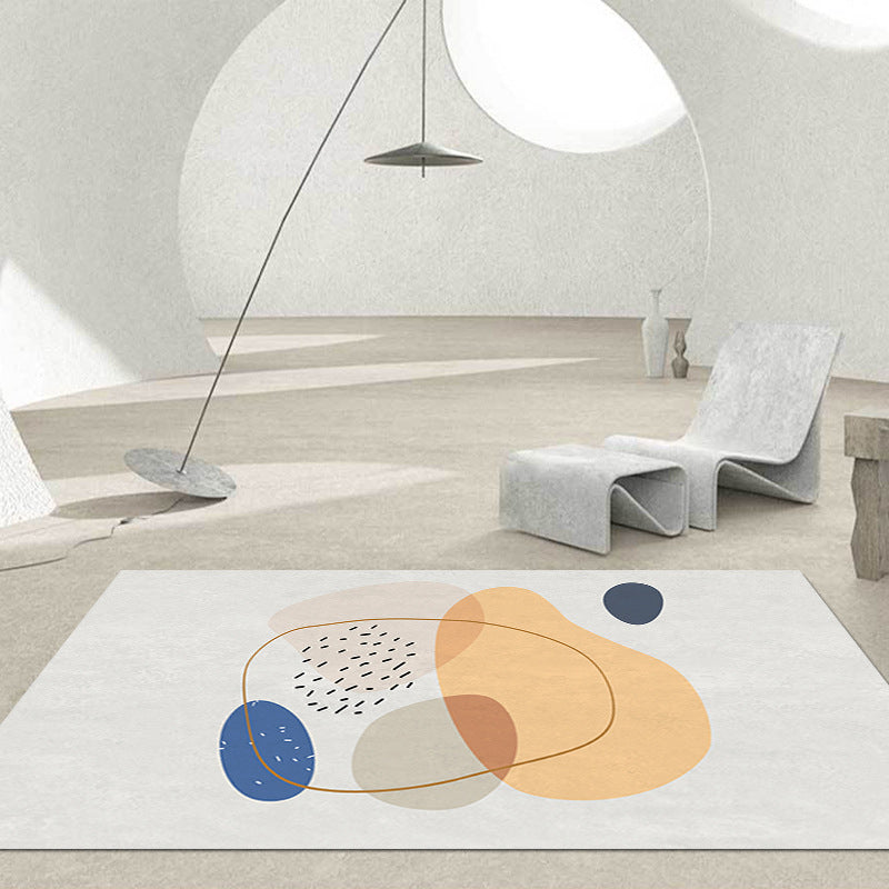 Nordic Color Block Rug Polyester Washable Carpet with Anti-Slip Backing Rug