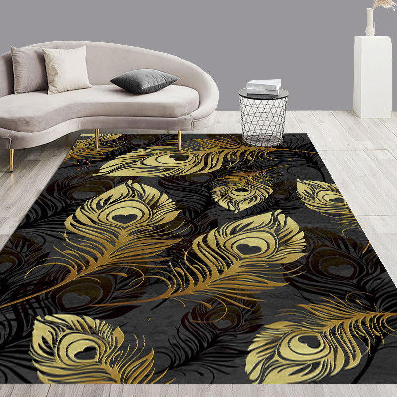 White Modern Carpet Polyester Plant Carpet Washable Carpet for Living Room