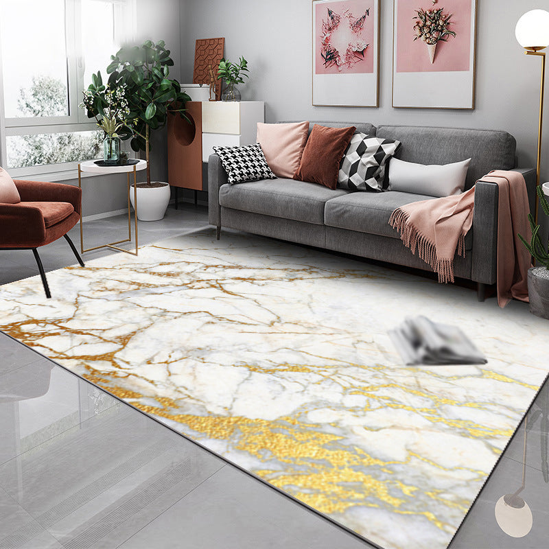 Light Gold Modern Rug Polyester Graphic Rug Washable Rug for Drawing Room