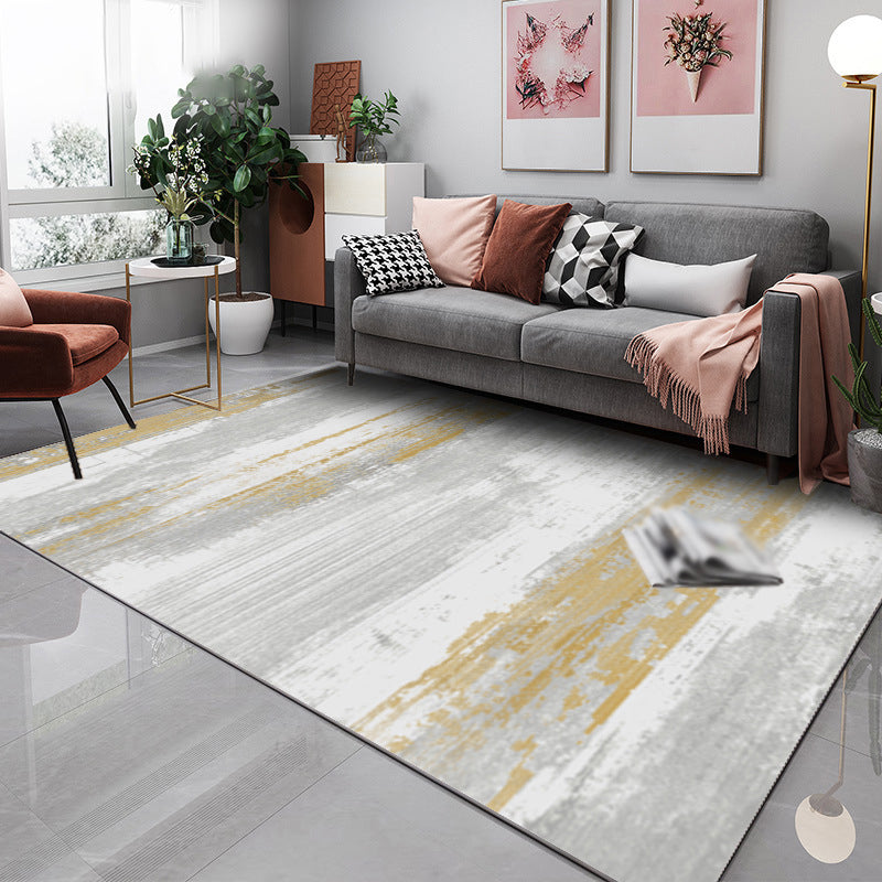 Light Gold Modern Rug Polyester Graphic Rug Washable Rug for Drawing Room