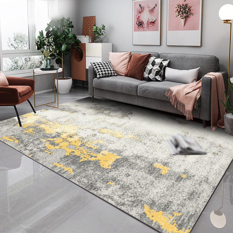 Light Gold Modern Rug Polyester Graphic Rug Washable Rug for Drawing Room