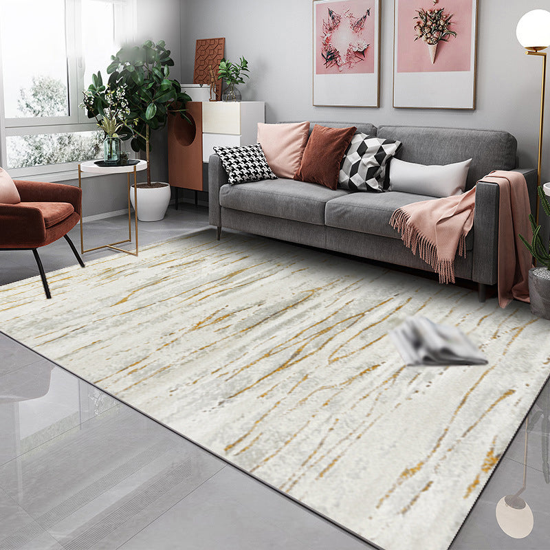 Light Gold Modern Rug Polyester Graphic Rug Washable Rug for Drawing Room