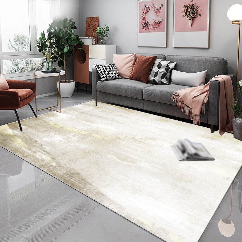 Light Gold Modern Rug Polyester Graphic Rug Washable Rug for Drawing Room