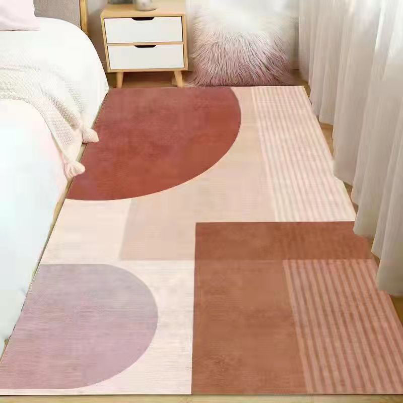 Tapis bloc de couleur rose en Polyester, style nordique, résistant aux taches, pour la décoration de la maison