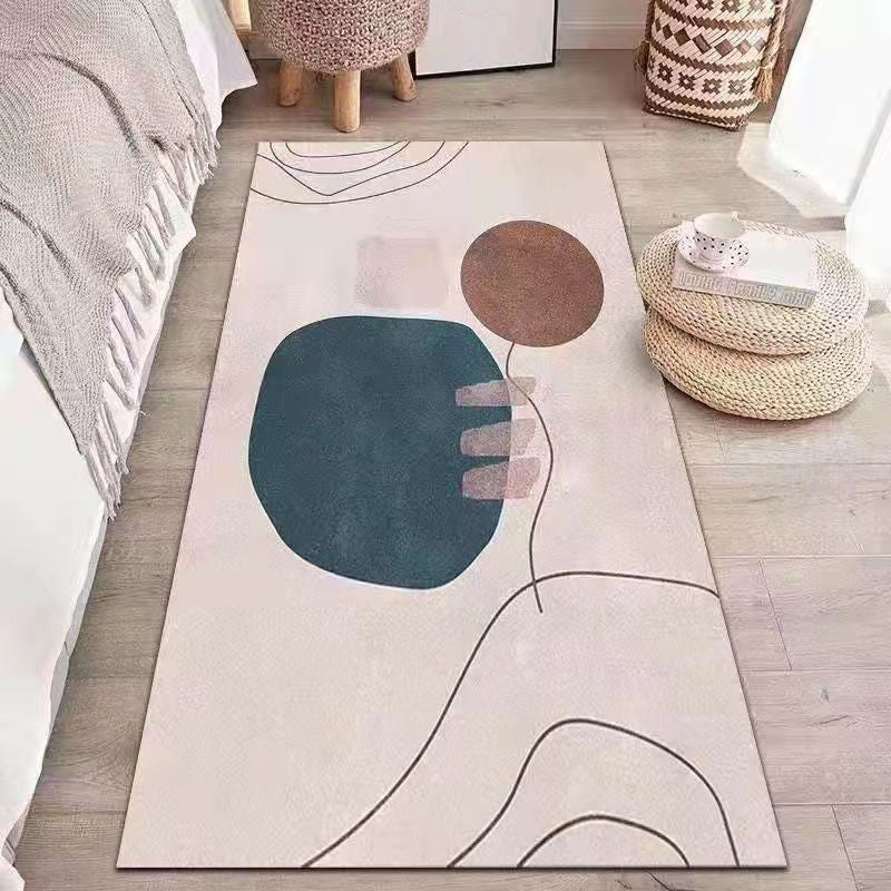 Tapis bloc de couleur rose en Polyester, style nordique, résistant aux taches, pour la décoration de la maison
