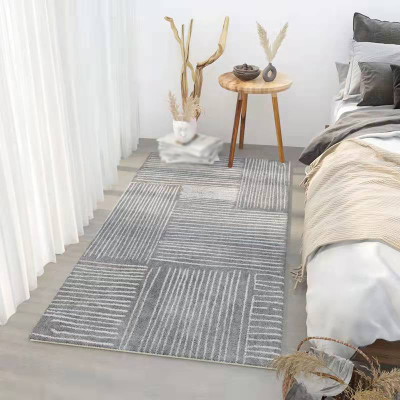 Gray Modern Area Carpet Polyester Abstract Graphic Carpet Washable Carpet for Drawing Room