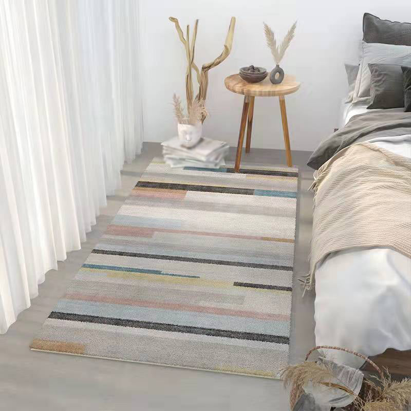 Gray Modern Area Carpet Polyester Abstract Graphic Carpet Washable Carpet for Drawing Room