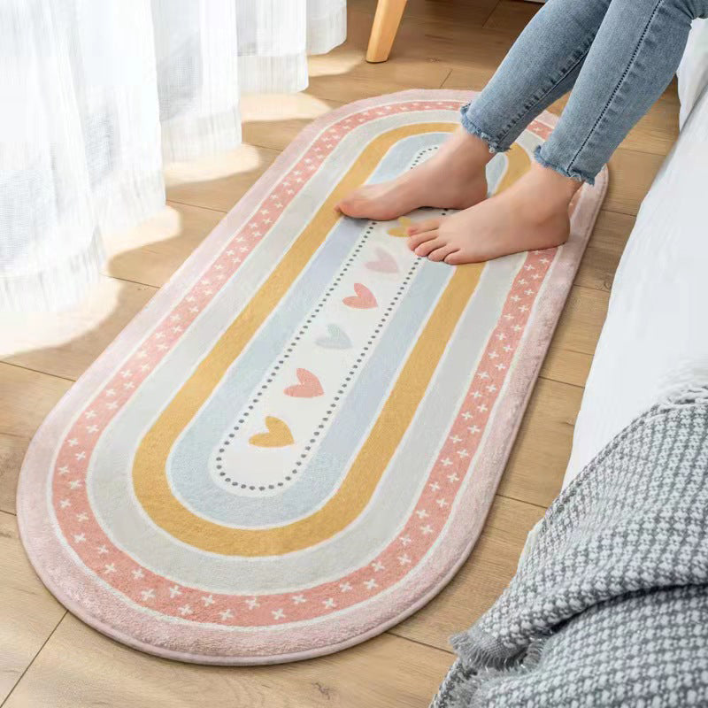 Orange Nordic Rug Polyester Striped Rug Non-Slip Backing Rug for Drawing Room