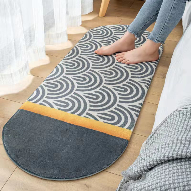 Orange Nordic Rug Polyester Striped Rug Non-Slip Backing Rug for Drawing Room