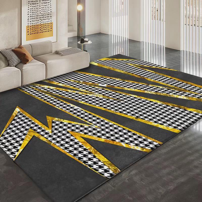 Dark Gray Modern Rug Polyester Graphic Indoor Rug Stain Resistant Rug for Living Room