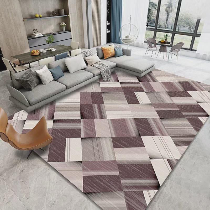 Dark Gray Modern Rug Polyester Graphic Indoor Rug Stain Resistant Rug for Living Room