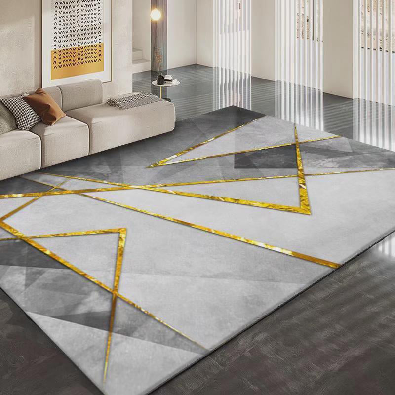 Dark Gray Modern Rug Polyester Graphic Indoor Rug Stain Resistant Rug for Living Room