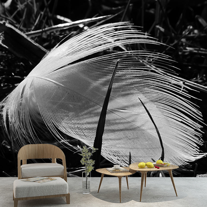 Simple Feather Mural Wallpaper for Gust Room, Personalized Size Available