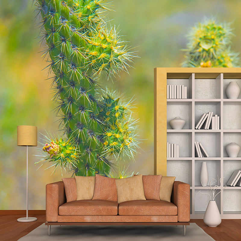 Green Cactus Water Resistant Plant Wall Decor for Living Room, Personalized Size