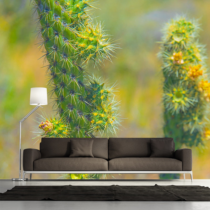 Green Cactus Water Resistant Plant Wall Decor for Living Room, Personalized Size