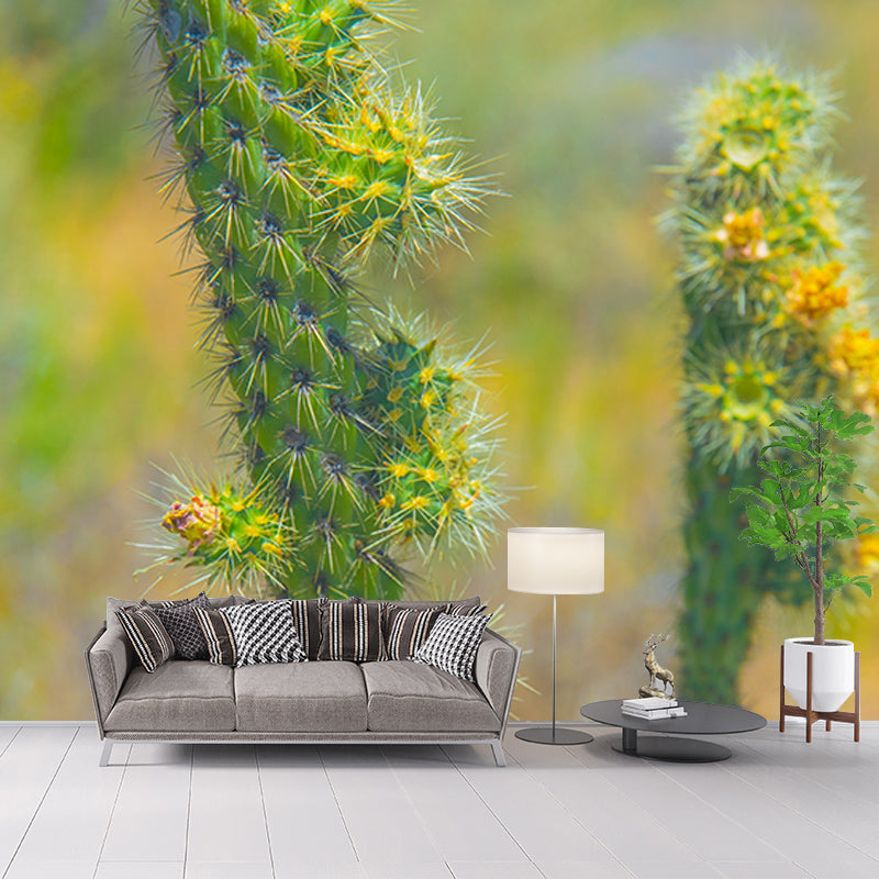 Green Cactus Water Resistant Plant Wall Decor for Living Room, Personalized Size