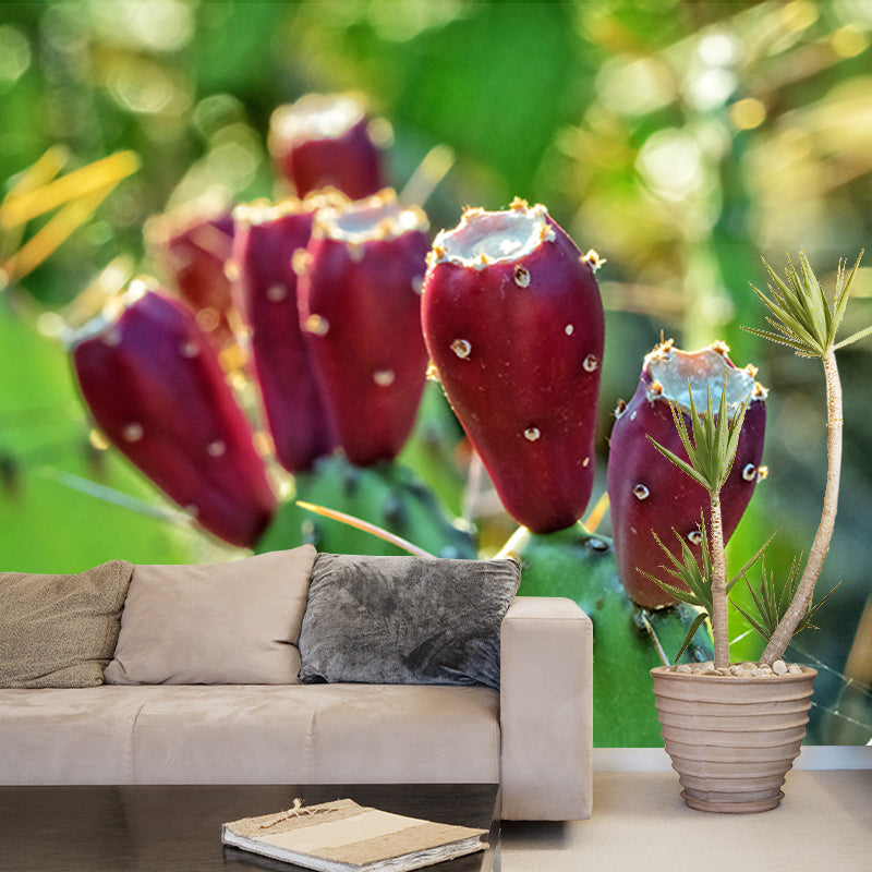 Green Cactus Water Resistant Plant Wall Decor for Living Room, Personalized Size