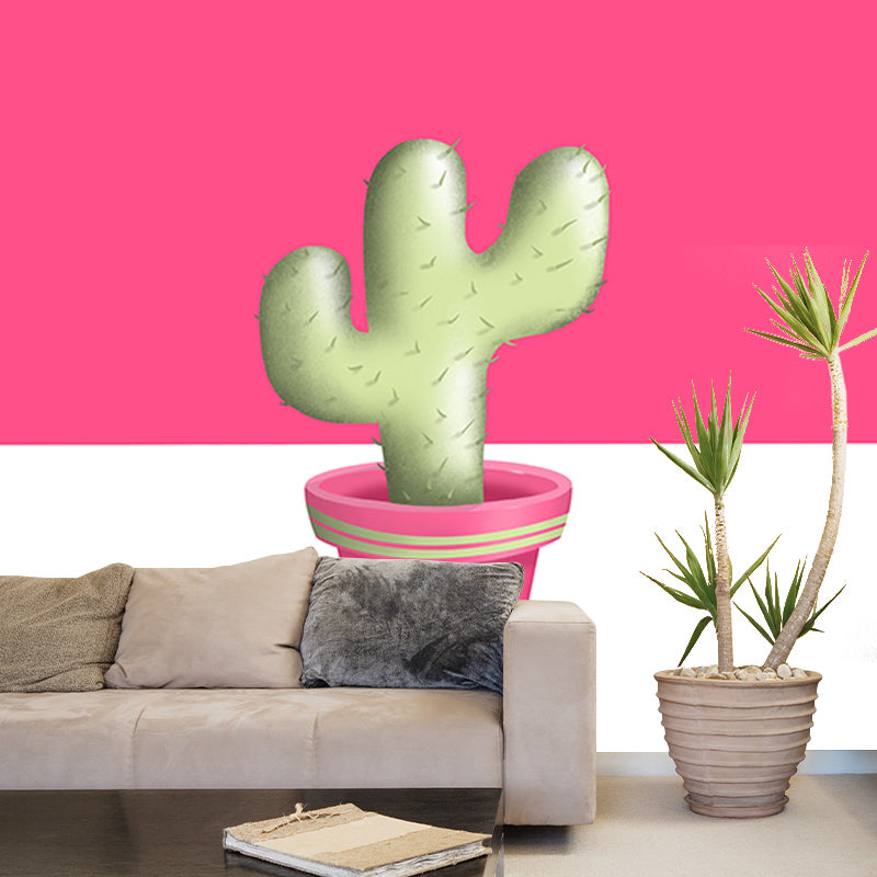 Cactus Illustration Mural for Home Decoration Moisture Resistant, Made to Measure
