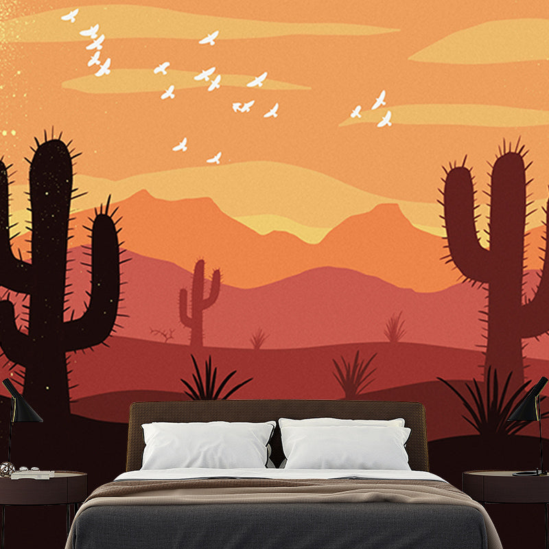 Cactus Illustration Mural for Home Decoration Moisture Resistant, Made to Measure