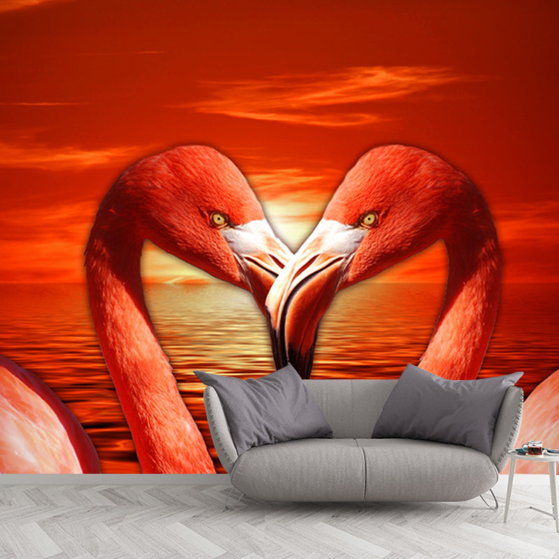 Sunset Flamingo Illustration Mural for Home Bedroom Decoration, Made to Measure