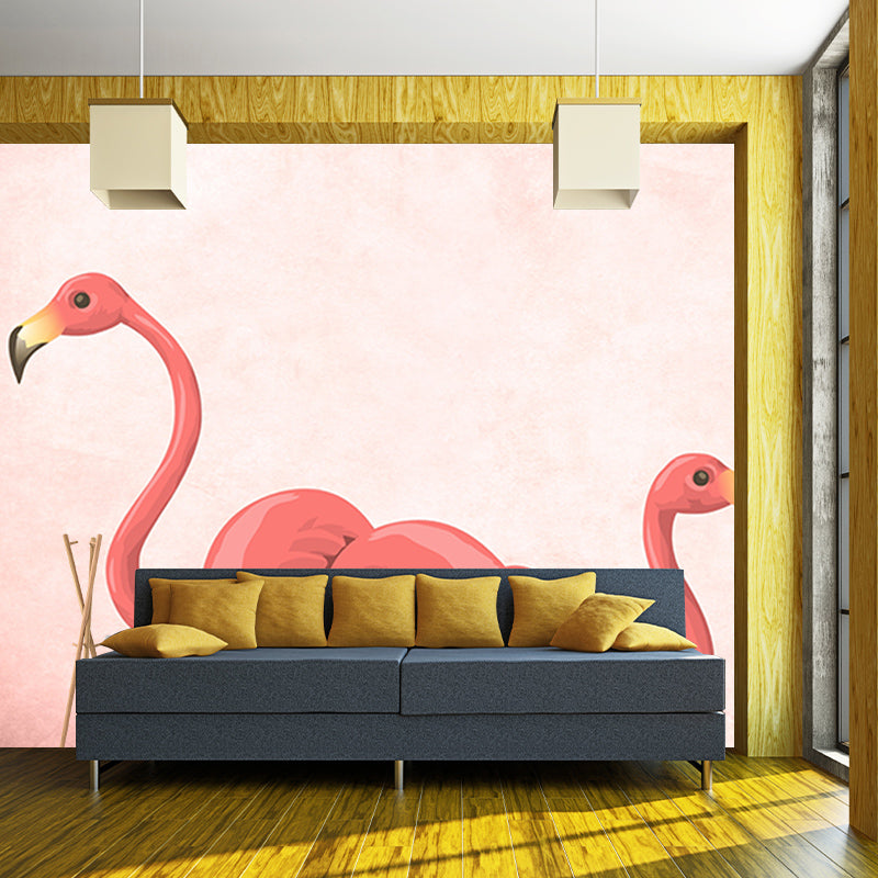 Sunset Flamingo Illustration Mural for Home Bedroom Decoration, Made to Measure