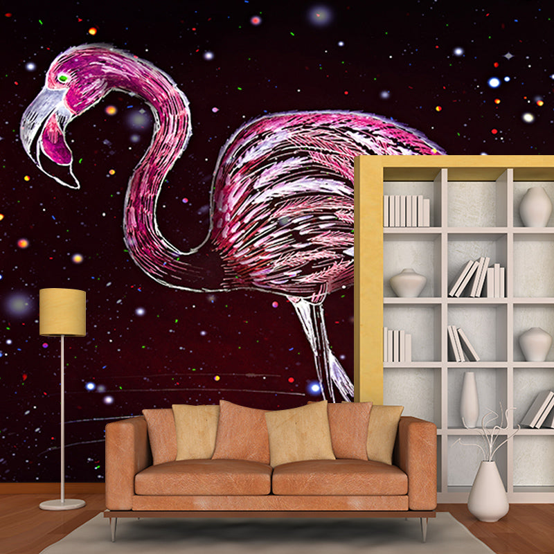 Sunset Flamingo Illustration Mural for Home Bedroom Decoration, Made to Measure