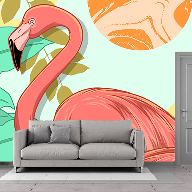 Sunset Flamingo Illustration Mural for Home Bedroom Decoration, Made to Measure