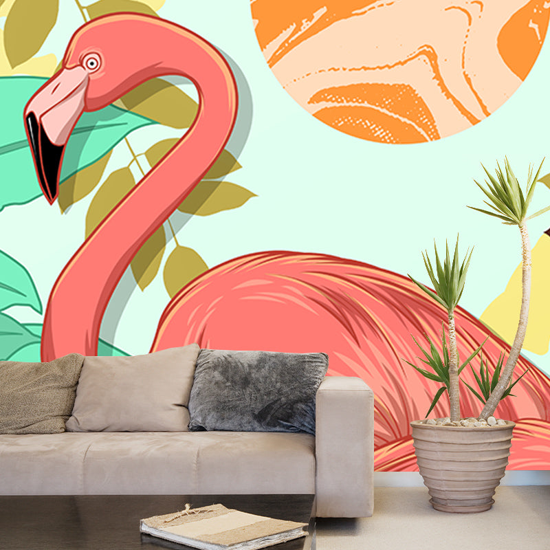 Sunset Flamingo Illustration Mural for Home Bedroom Decoration, Made to Measure