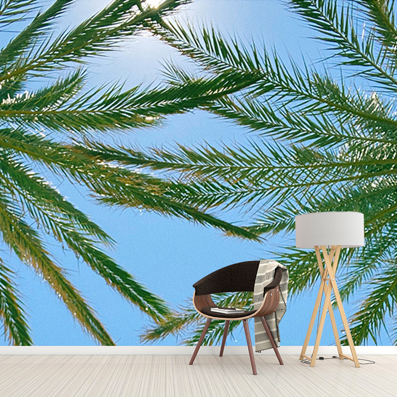 Tropical Plants Mural Wallpaper for Reading Room Modern Wall Covering for Home